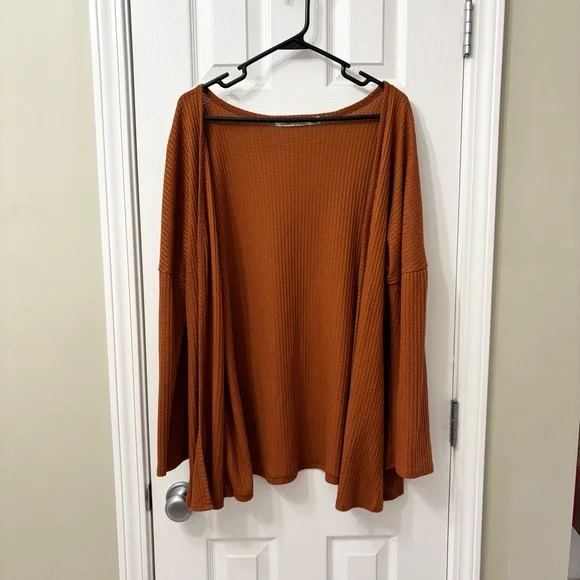 Liberty Love Rust Orange Open Front Cardigan Plus Size 2XL - Picture 2 of 7